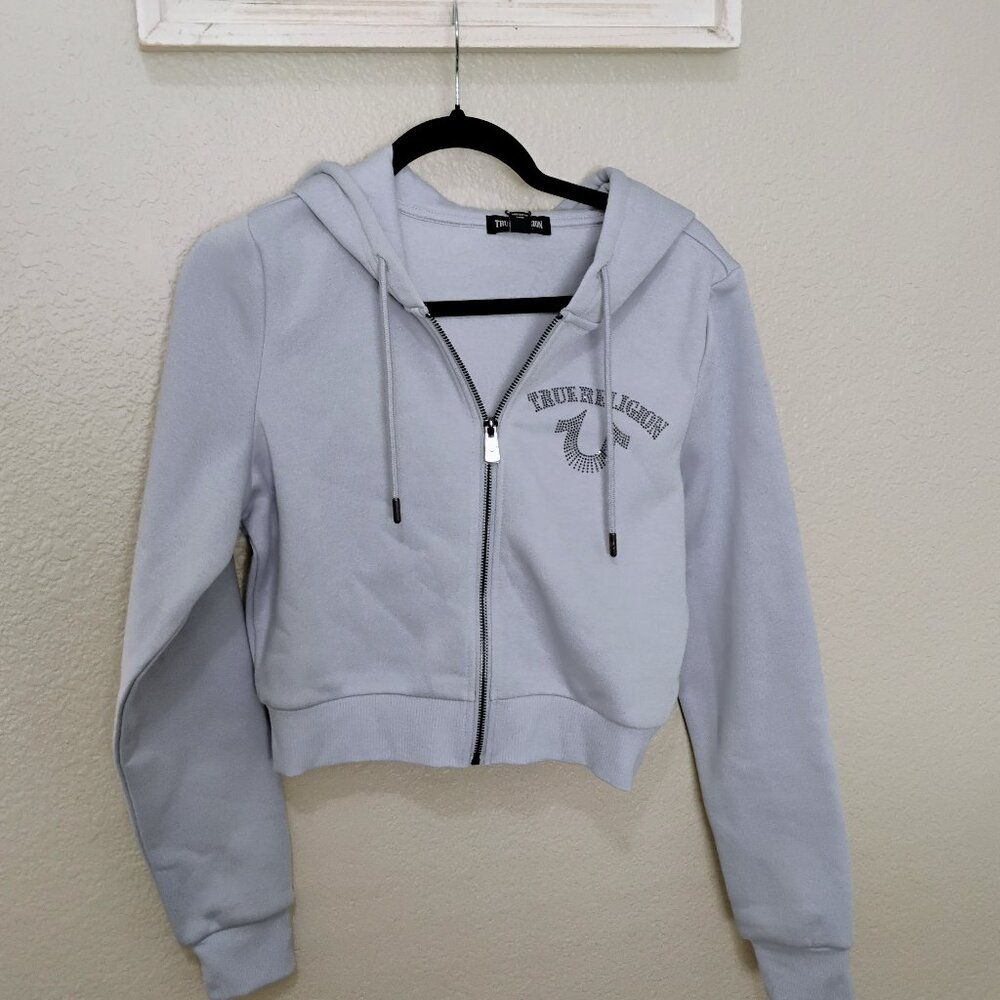 True Religion Crystal Logo Crop Sweatshirt